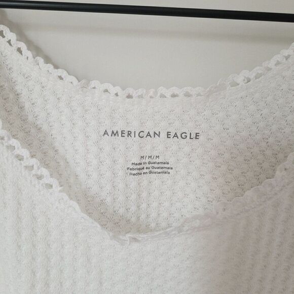 New American Eagle Waffle Cropped Tank in White Size Medium NWT - Picture 6 of 6